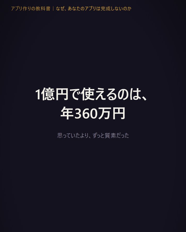 Instagramリール「1億円で使えるのは、年360万円」の表紙