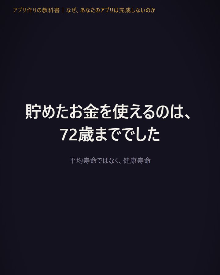 Instagramリール「貯めたお金を使えるのは、72歳まででした」の表紙